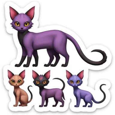 Black edgy Noivern-Noibat-Purloin-Torracat-Sphynx-Lykoi-Caracal-cat-Fakemon full-body sticker