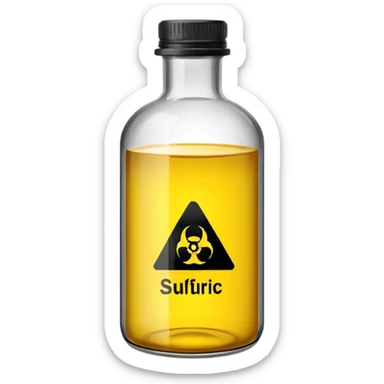 sulfuric acid, hazard sign on the bottle sticker