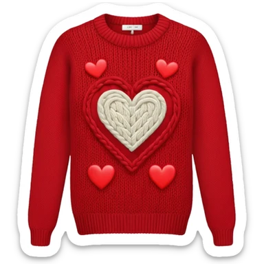 Vintage knitted sweater with classic pattern in the shape of a traditional heart  sticker