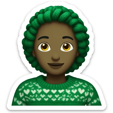 Dark green heart with sweater pattern sticker