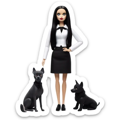 Clean look gothic beach Wednesday Addams Barbie. Creepy , show full height  sticker