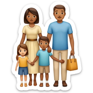 traditional family with two parents and two children holding hands sticker