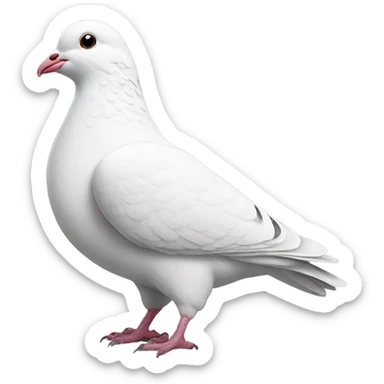 White pigeon with white heart sticker