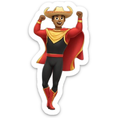 track and calles athlete with open arms waving to the crowd. with a bullfighter's hat on his head. and a bullfighting cape in his arm. sticker