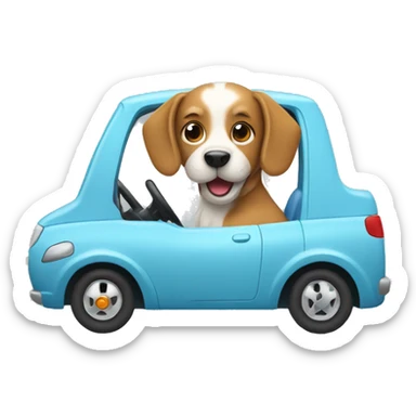 Dog driving a car sticker