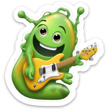 Happy slimy slug playing electric guitar sticker