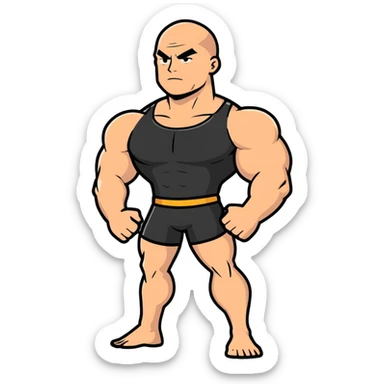 bald muscular man, strong build, confident pose sticker