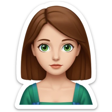 Leonor de Borbon avec cheveux marrons yeux bleu avec robe verte sticker