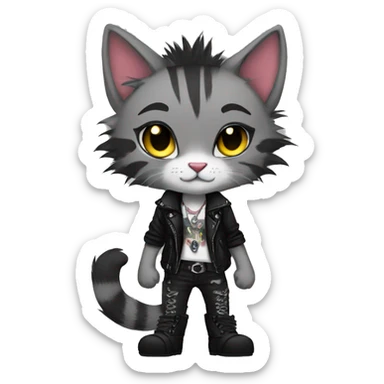 Anthro Punk Feline Full body sticker
