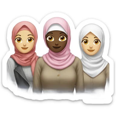 3 best friend 2 with hijab and one whitout sticker