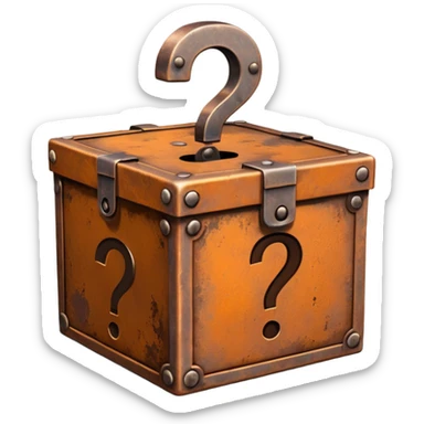 Rusty Mystery box with question mark sticker