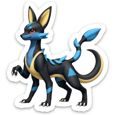 Umbreon-Lucario-Salandit-Zeraora-fusion, full body sticker