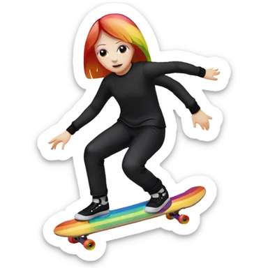 ghost goth skate boarding under a rainbow  sticker