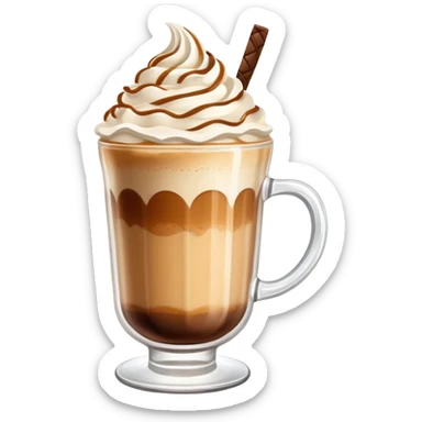 Dalgona coffee with whipped coffee topping in glass sticker