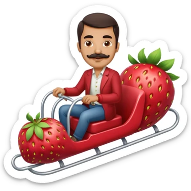 persian man with moustache on a strawberry rollercoaster sticker