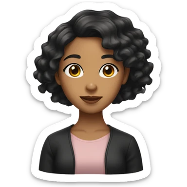 Olive skin girl with wavy black hair sticker