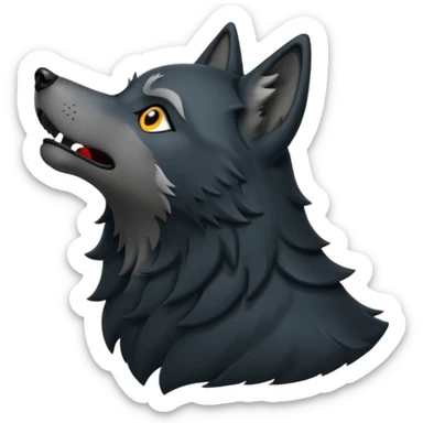 Black wolf howling eyes closed sticker