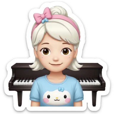 Cutecore white dyed hair sanrio cinnamon roll headband mezzo piano shirt sticker