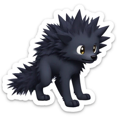 Dark Edgy Cool Fluffy Spiky FurSona Fakemon Full Body sticker