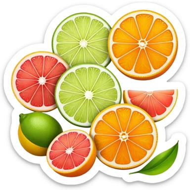 Emoji of slices of oranges, lemon, lemongrass, lime, grapefruit sticker