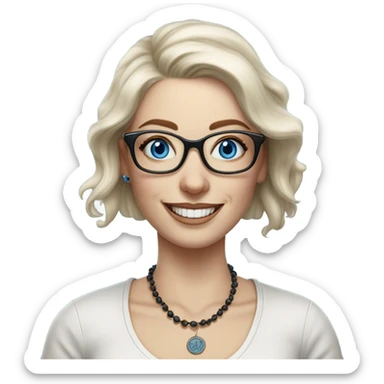 Hyper Realistic Balayage pale beautiful tattooed woman with glasses and blue eyes happy  sticker