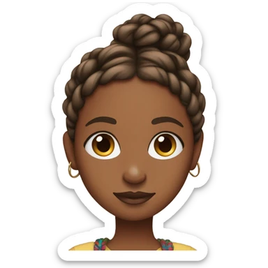 Brown skin girl with boho braids and a graphic tee sticker