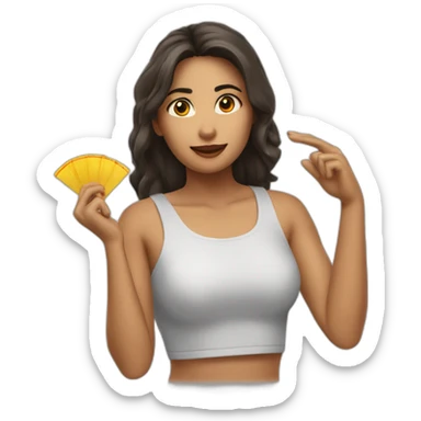 chica con abanico en la mano sticker