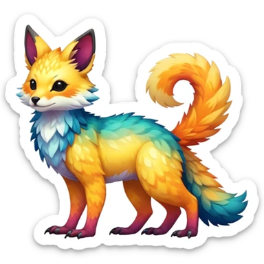 Epic Feral Rare Fantasy shiny cool fluffy Vernid-Trico-species-hybrid-animal by LiLaiRa, gradient markings, full  body sticker