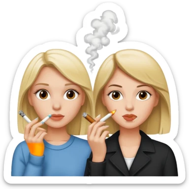 Blonde white girl and brunette white girl smoking a joint sticker
