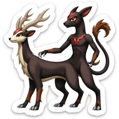 Darkrai-Houndoom-Crelly-Filian-Vedal-Meloetta-Fakémon-creature-hybrid-fusion, full body sticker