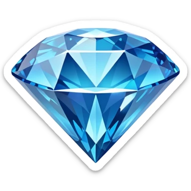 A sparkling blue diamond with a perfect cut, floating in the air. It is surrounded by a light magical glow. A symbol of value and uniqueness. sticker
