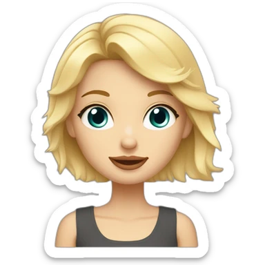 jolie blonde aux yeux bleux avec deux chiens sticker