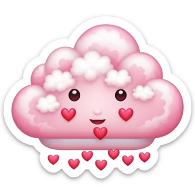 Plain white cloud with pale pink aura surrounding with hearts coming out the bottom sticker