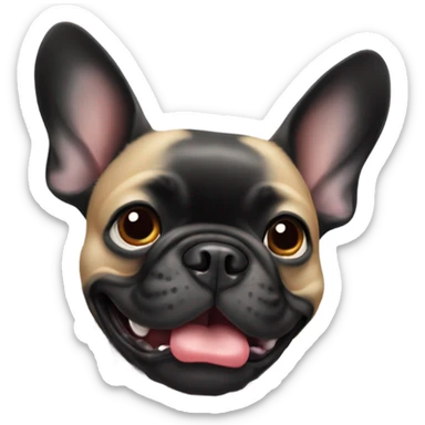 Black French bulldog with big ears tongue out sticker