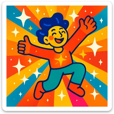 dazzling human, vibrant, radiant, sparkling, energetic, expressive, glowing, joyful sticker
