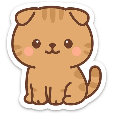flat toon kawaii scottish fold kitten sitting sticker