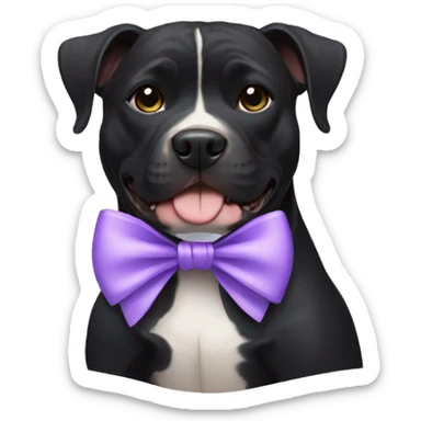 Black Pitbull with lavender bow sticker