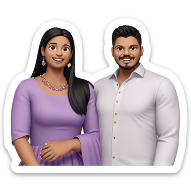 happy couple in purple dress sticker