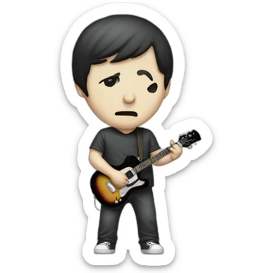 Ian Curtis, playing teardrop shape guitar, full body view sticker