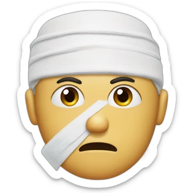 MAN covered IN BANDAGES sad expression sticker