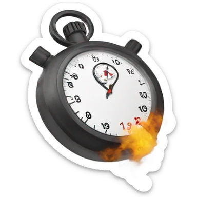 a stopwatch shaking with smoke around it sticker