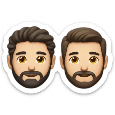 Couple gay one man with black beard, white skin and brown eyes, another man with brown hair and brownish eyes sticker