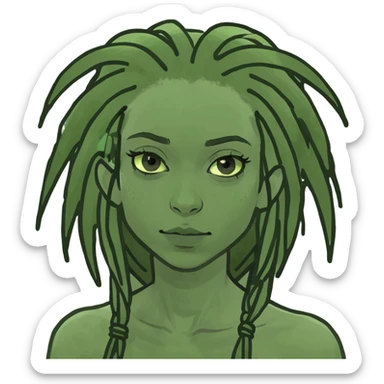Girl with green dreads sticker