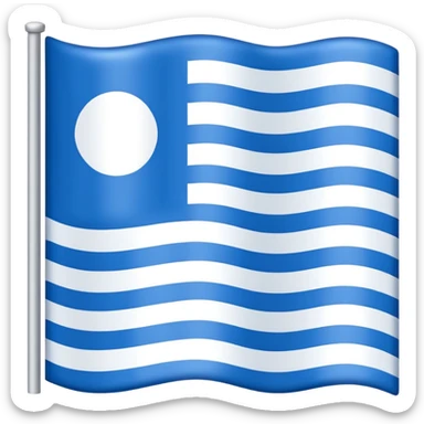 emoji Flag with 3 simple  horizontal lines: white, blue, white, equal one to another sticker