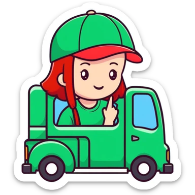 red head with truck hat girl pretty sticker
