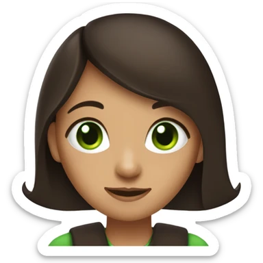 brunette girl with green eyes and devil horns sticker
