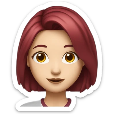 A big patty women really white pale face with maroon hair she is short  sticker