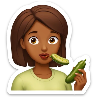 Women eating a pickle sticker