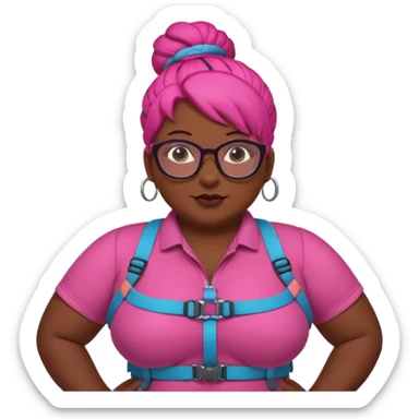 climber fat woman with dark pink bun hair and glassess sticker