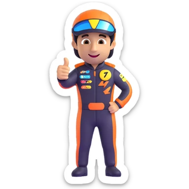 Daniel Ricciardo emoji giving a thumbs up in a racing suit sticker